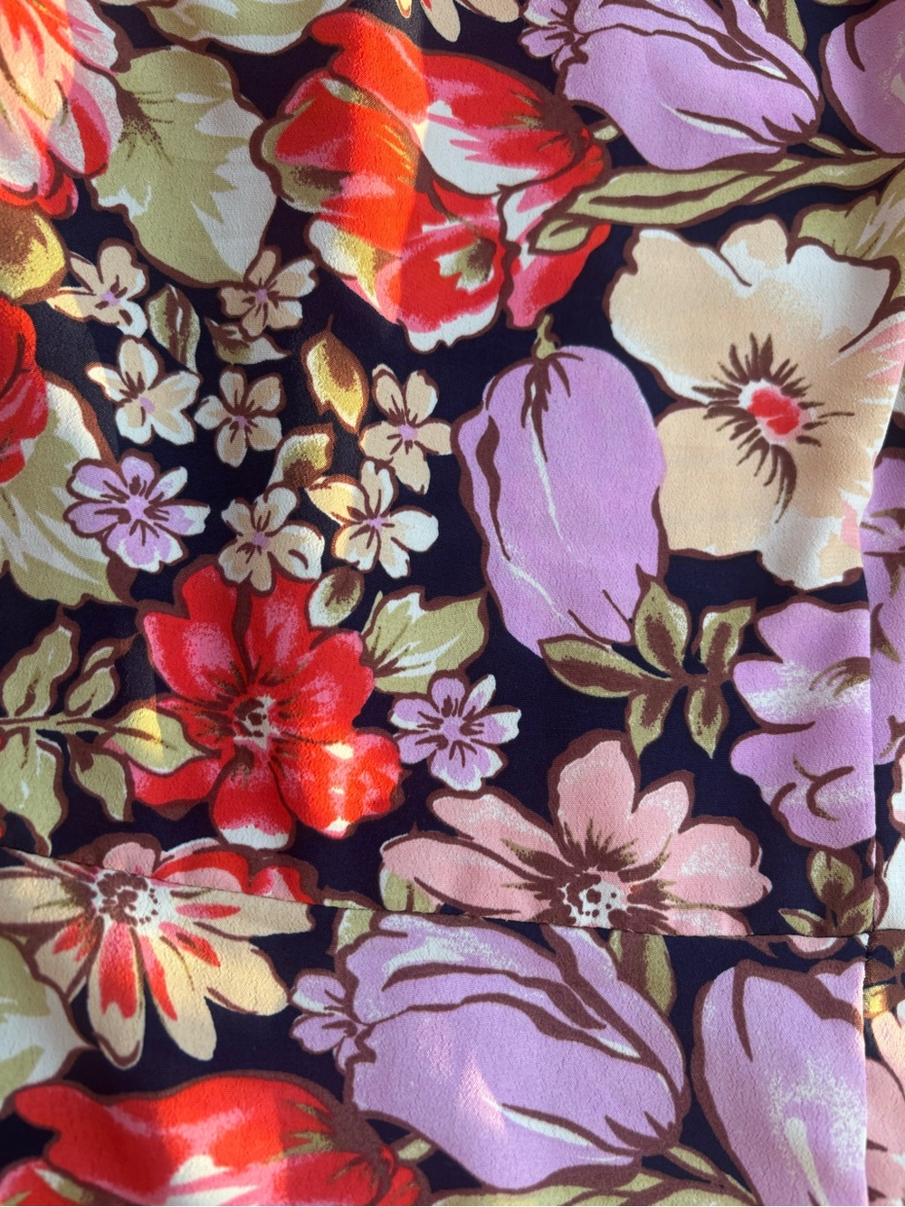 Lily Rose Floral Puff Sleeve Smocked A-Line Dress XL Black Purple Red Cream Tie - Picture 2 of 7